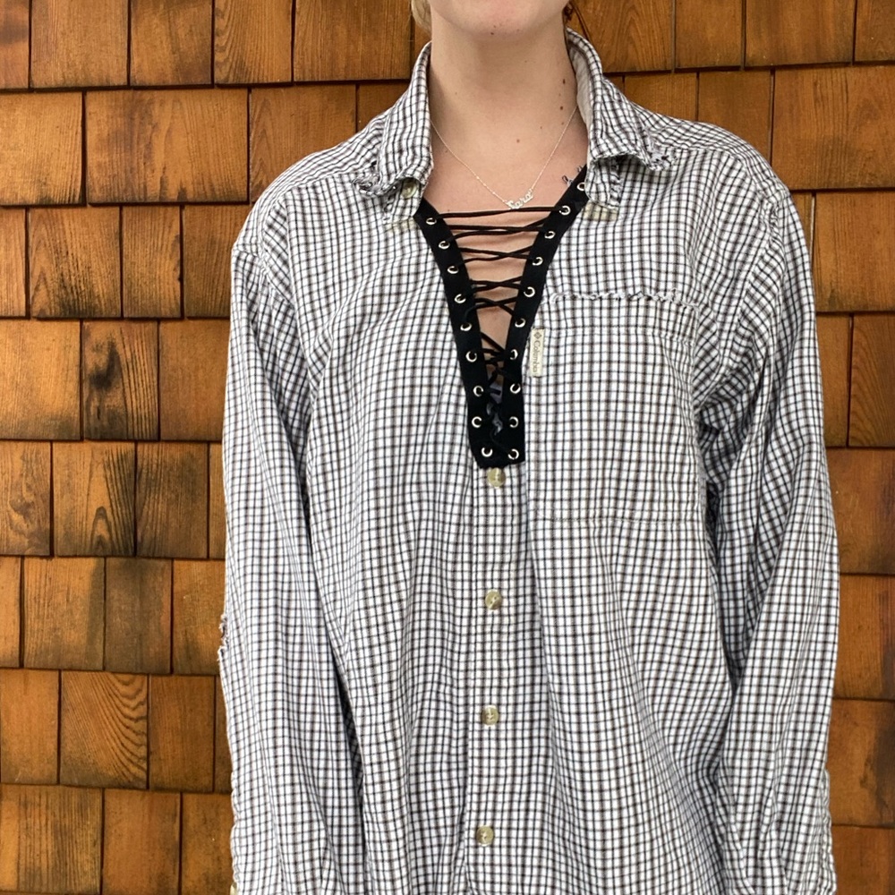 Custom Columbia lace up flannel